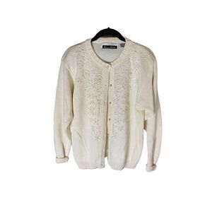Vintage, Dana Scott embellished beaded pearl button cardigan sweater/SM
